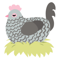 A silver and grey chicken with a lace pattern