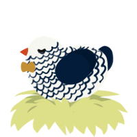 A white and tumblr chicken with a lace pattern
