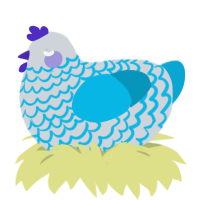 A mist and cerulean chicken with a lace pattern