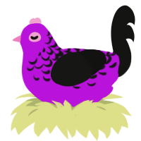 A amethyst and black chicken with a half-lace pattern