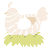 A cream chicken with a bar pattern