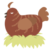 A russet and brown chicken with a half-bar pattern