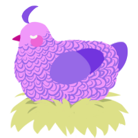 A lavender and blurple chicken with a double-lace pattern