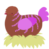 A russet and orchid chicken with a half-bar pattern