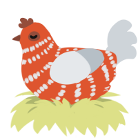 A vermilion and mist chicken with a bar pattern