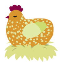 A orange and lemon chicken with a speckle pattern