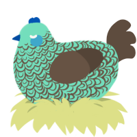 A mint and bark chicken with a double-lace pattern