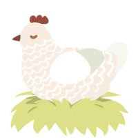 A cream and white chicken with a lace pattern