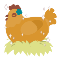 A orange chicken with a head pattern