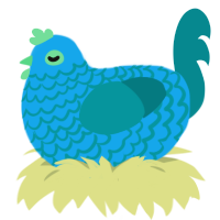 A sky and teal chicken with a lace pattern