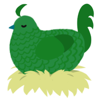 A viridian and leaf chicken with a lace pattern