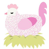 A white and pink chicken with a double-lace pattern