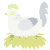 A white and mist chicken with a neck-speckle pattern