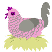 A pink and ash chicken with a lace pattern