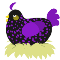 A sable and violet chicken with a speckle pattern