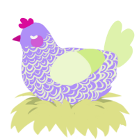 A lilac and apple chicken with a double-lace pattern