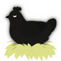 A sable and black chicken with a half-lace pattern