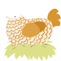 A cream and orange chicken with a lace pattern