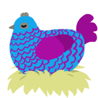 A sky and plum chicken with a lace pattern