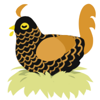 A black and orange chicken with a lace pattern