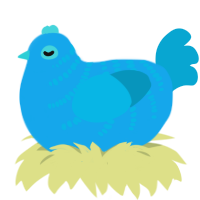 A sky and cerulean chicken with a half-bar pattern