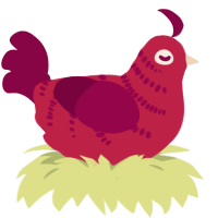 A crimson and maroon chicken with a half-bar pattern