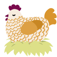 A cream and orange chicken with a lace pattern