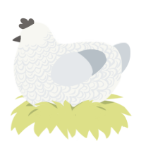 A white and mist chicken with a double-lace pattern