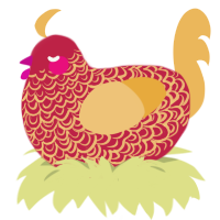 A crimson and honey chicken with a double-lace pattern