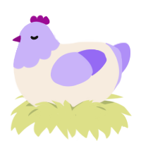 A cream and lilac chicken with a head pattern