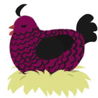 A wine and sable chicken with a lace pattern