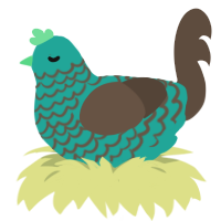 Nearshore, a turquoise and bark chicken with a lace pattern