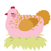Peepie, a rose and orange chicken with a half-lace pattern