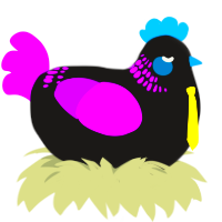 A sable and amethyst chicken with a neck-band pattern