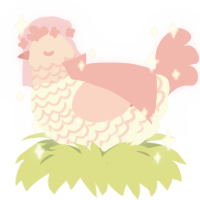 A white and pink chicken with a lace pattern