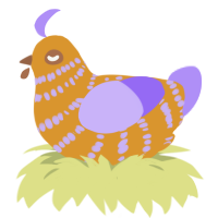 A orange and lilac chicken with a bar pattern