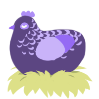 Ube, a overcast and lilac chicken with a half-lace pattern