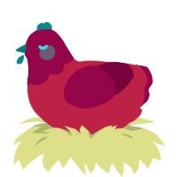 A crimson and maroon chicken with a head pattern