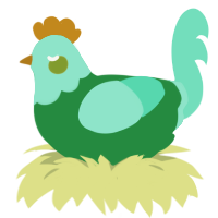 A viridian and mint chicken with a head pattern