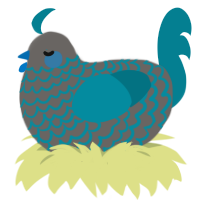 A grey and sea chicken with a lace pattern