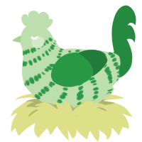 A gluppy and viridian chicken with a bar pattern