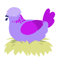Spellbound, a lilac and amethyst chicken with a neck-speckle pattern