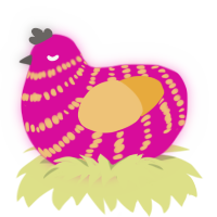 Michael, a fuchsia and honey chicken with a bar pattern