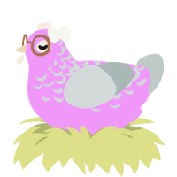 A lavender and silver chicken with a half-lace pattern