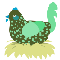 A olive and spring chicken with a speckle pattern