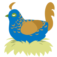 A sapphire and gold chicken with a half-lace pattern