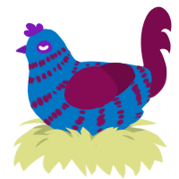 A sapphire and wine chicken with a bar pattern