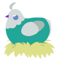 Sweet Pea, a turquoise and silver chicken with a head pattern