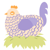 A tumblr and olive chicken with a lace pattern