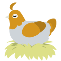 A mist and ochre chicken with a head pattern